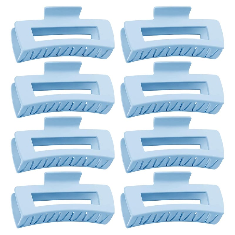 TOCESS Hair Claw Clips for Women - 8PK Large Neutral Matte Square Jumbo Hair Clips for Thick, Thin, Long, Short, Curly Hair Girls, Big Jaw Clip Set for Daily Use (Glacier Blue) - Image 1